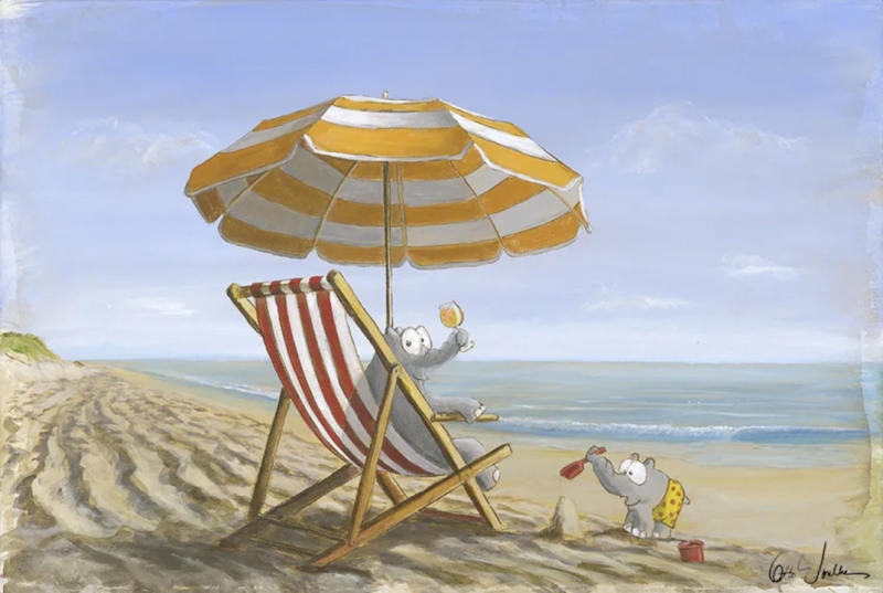 OTTO WAALKES: Sonne, Strand, Ottifant (Leinwanddruck)